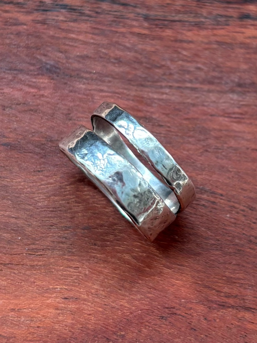 Silpada Sterling Silver Double Spaced Hammered Band Ring R4913 Size 10